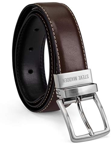 Steve Madden Boys' Reversible Belt for Kids, Brown/Black, Medium