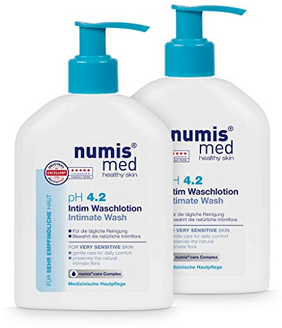 numis med Intim Waschlotion ph 4.2 2er Pack - Hautberuhigende Intimwaschlotion für sehr empfindliche & sensible Haut - Intim Lotion ohne Silikone, Parabene & Mineralöl - Intimpflege (2x 200 ml)