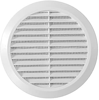 Vent Systems 100 bis 150 mm - Weiß - Lüftungsabdeckung - Runde Lüftungsschlitze - Grillabdeckung - Eingebauter Insektenschutz - HVAC - Lüfter für Badezimmer, Heimbüro, Küche