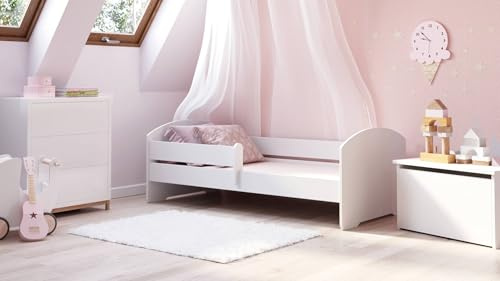 Dmora - Lit simple Gliwice, Sommier pour chambre, Literie par chambre, Support de matelas, 164x88 h63 cm, Blanc