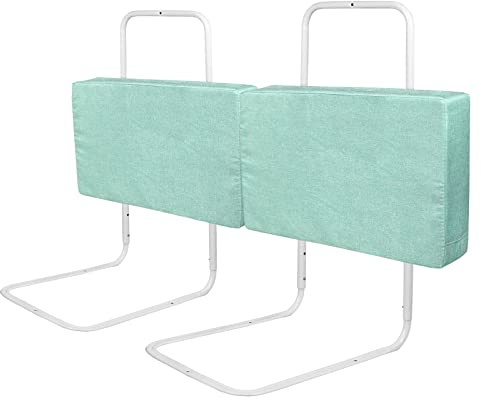 UISEBRT 2 barreras de cama de 60 cm, para protección contra caídas, altura regulable mediante 5 agujeros, para niños de distintas edades y bebés, 120 cm, verde