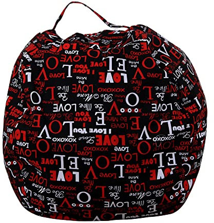 Highdi Sitzsack für Erwachsene Ohne Füllung Indoor Outdoor Sitzkissen Waschbarer Weicher Flauschiger Sofabettbezug Gartenkissen Bodenkissen für Wohnzimmer Gaming (24 Zoll,Schwarz und Rot)