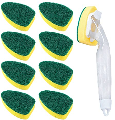 Gativs Putzschwamm Dish Schwamm mit Griff 10 Stücke Dish Wand Schwamm Küche Spüle Reinigung Bürste Ersatzkopf für Spülbecken Dishwand Reinigungsbürste Spülschwamm mit Griff Badezimmer Austauschbare
