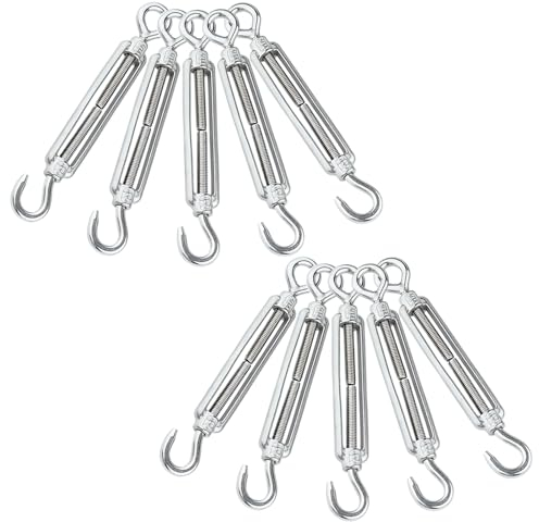 10Pcs seilspanner,spannschloss, drahtspanner,Spannschloss-Drahtspanner 304 Haken und Ösenverstellbares Spannschloss M4 Edelstahlspanner-Set für hohe Beanspruchung Spannhaken