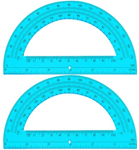 EBOOT Plastic Protractor Math Protractors 180 Degrees, 6 Inch, Pack of 2 (Blue)