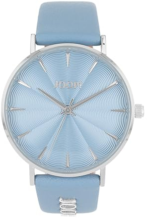 JOOP! Armbanduhr Damen Quarzuhr Analog, mit Leder Armband, Blau, 5 bar Wasserdicht, Kommt in Uhren Geschenk Box, 2035663
