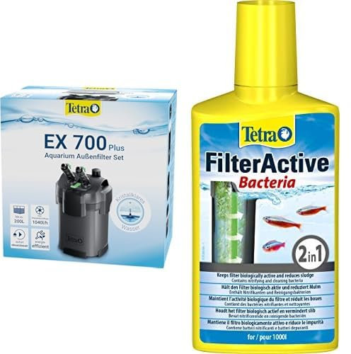 Tetra Aquarium Außenfilter EX 700 Plus - leistungsstarker Filter für Aquarien bis 200 L + Tetra FilterActive Bacteria, 250 ml