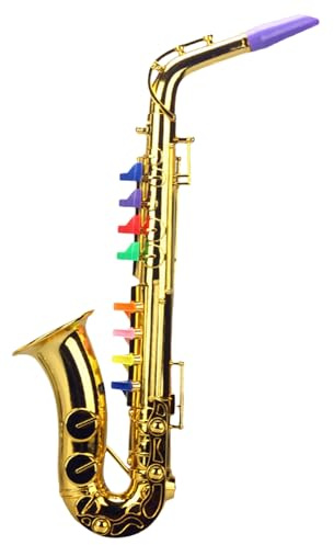 Strumenti musicali per sassofono – Sassofono simulato con 8 tasti colorati | Telefono sax portatile per bambini e bambini | Giocattolo musicale educativo