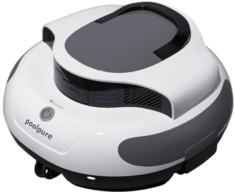 POOLPURE 2026 Robot aspirapolvere per piscina a batteria: Aspirapolvere senza fili per piscina con 100 min. di autonomia, Pulitore automatico per piscine a installazione piatta fino a 90 m², IPX8
