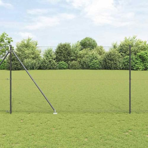 Recinzione a bastoncini, recinzione con palo grigio 1,6 x 25 m, recinzione in acciaio per giardino, recinzione di sicurezza