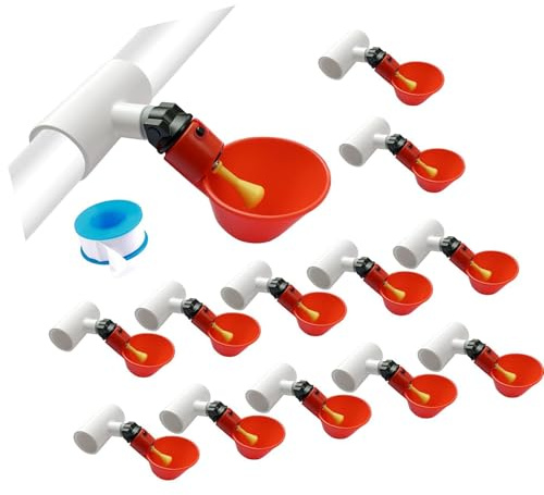 MURYE 24 Pieces Chicken Waterer Set Includes Connectors and Sealing Tape for Clean Poultry Drinking Solution Barn Water Feeder