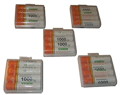 Lot 20 Piles Rechargeables vhbw AAA, Micro, R3, HR03 1000mAh pour Siemens Gigaset A510A, A510H, A510 Duo, A600A, A400, A420, A580, A585, A600, AS280