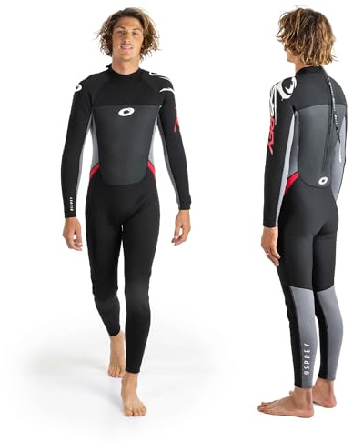 Osprey Origin combinaison 3 mm intégrale homme été néoprène 3/2 mm pour surf, bodyboard et sports aquatiques,Noir/Gris/Rouge,XL