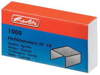 Herlitz 8760613 Heftklammern Nummer 10 verzinkt, 1000 Stück, metall