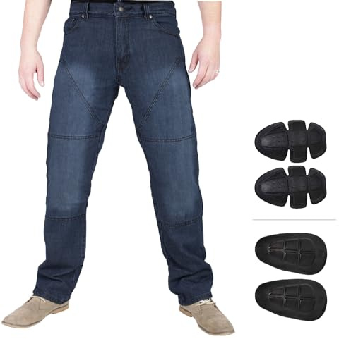 Juicy Trendz Men's Motorcycle Jeans with Aramid Lining & Removable Pads