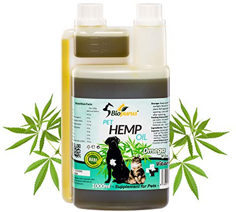 Pure Natural Pets Hemp Seed Oil For Dogs and Cats BARF 1000ml Biopurus