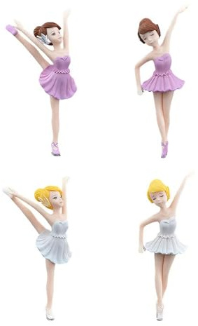 Halloluck 4 Pcs Ballet Miniature Figurine Ballerina Figurines, Ballerina Cake Toppers, Cake Decoration, Plant Pot Craft house Decoration, Landscape Scenes