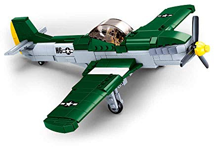 WWII - Amerikanisches Jagdflugzeug (323 Teile), Spielset, Steckbausteine, mit Spielfigur, für Kinder ab 4 Jahren