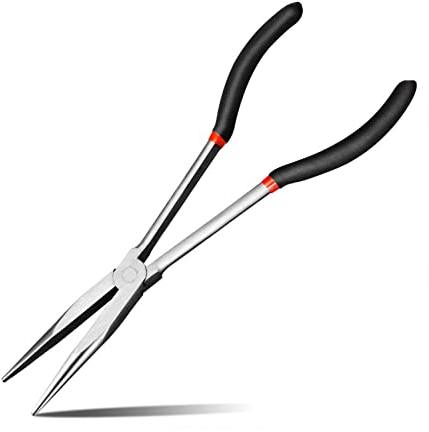 Gerade Spitzzange Extra Lange Angelzange - Professionelle Zangen Werkzeugset für Handgefertigte Reparaturen DIY Home Use Geriefte Betrieb Schmalen Stellen Kabel Drahtschneider, 280mm