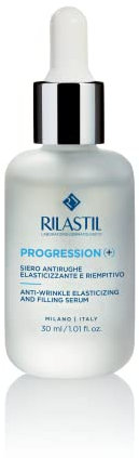 Rilastil Progression Plus, Siero Antirughe Elasticizzante e Riempitivo, Trattamento Rughe Marcate, Antiaging, Rimpolpante per Pelli Mature con Collagen, Acido Ialuronico, Confezione da 30 ml