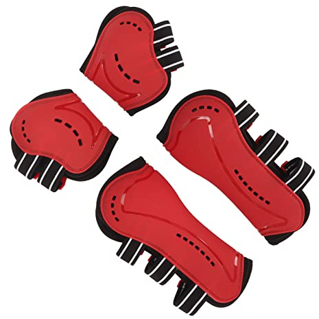 Guêtres de Jambe Arrière de Cheval, Bottes de Boulet Respirantes Antidérapantes Rouges pour Accessoires de Cheval (L)
