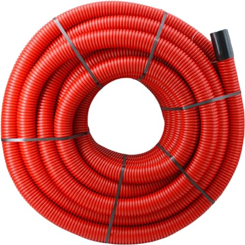 Megaa store Unterirdisches Wellrohr M90 mm | Leerrohr Elektrorohr Erdwellrohr Rot | 5m 10m 15m (15 Meter)