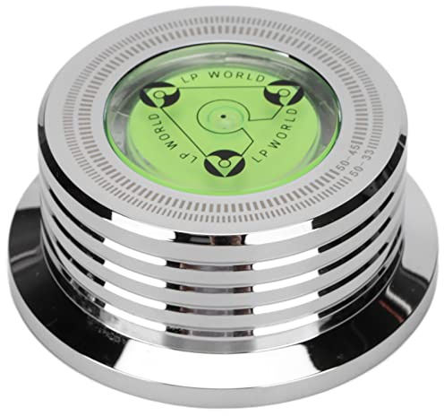 Viktstabilisator för LP-skivor i Aluminium med Bubbelnivellering, Eliminera Vibrationer, Jämn Hastighet, Hålla Skivspelaren nivå för Vinylskivor, 76 Mm (Silver)