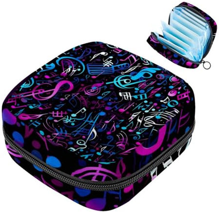 Sacchetto di immagazzinaggio del tovagliolo sanitario,Borsa mestruale,Sacchetto del cuscinetto,Note di sfondo musicale colorato,Sacchetto di periodo