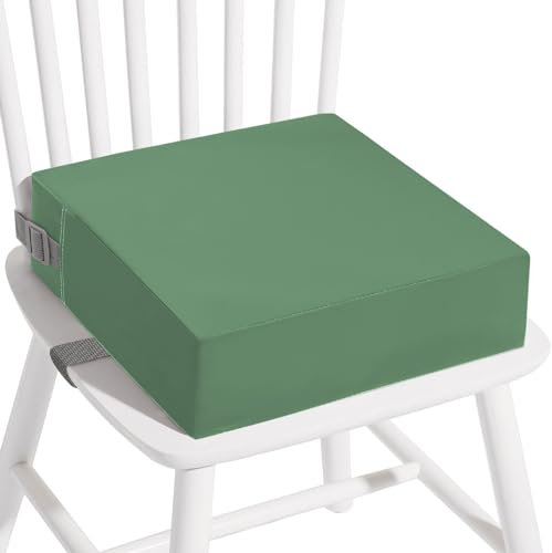 Rialzo Sedia Bambini, Cuscino Rialzo Sedia per Bambini, Regolabile Cuscino Rialzo per Seggiolino Portatile in PU Lavabile per Bambini (Verde Scuro)
