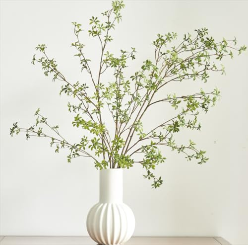 Avoeco Artificial Greenery Stems, 47”Tall Fake Plants Branches, Real Touch Faux Enkianthus Perulatus Twig Leaf for Home Garden Office Wedding Vase Filler Shop Decoration (3 Packs-Green)
