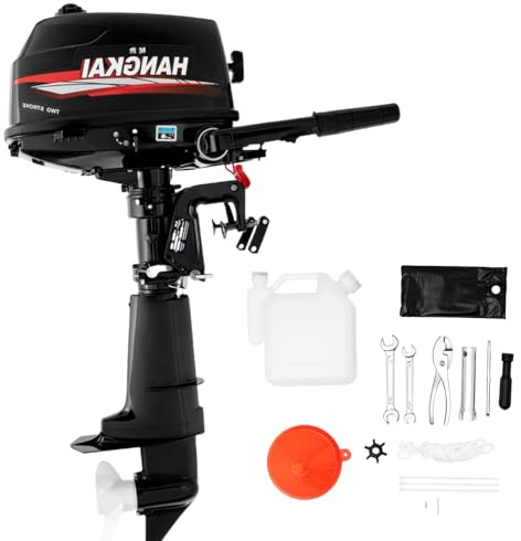 DAOHHFO 6HP 2 Stroke Outboard Motor Outboard Petrol Engine Boat Engine Short Shaft with CDI Water Cooled Inflatable Dinghy Motor Max Speed 5500R/Min 2.5L