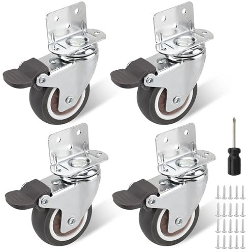 Set de 4 ruedas para muebles de 50 mm – con freno – capacidad de carga de 120 kg – ruedas para muebles pesados – ruedas giratorias – ruedas para mover muebles – incluye tornillos y destornillador