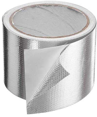 QUARKZMAN Nastro Protettivo Termico 3.14 X 32.8 Ft Impermeabile Schermo Solare Isolamento Acustico Resistenza Ad Alta Temperatura Nastro in Alluminio Argento Spessore