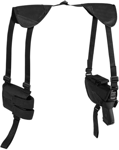 Flintronic Shoulder Holster, Concealed Carry Holsters with Adjustable Straps, Tactical Drop Leg Holster with Double Mag Pouch, Quick Mount for Military Games Training Costume Cosplay