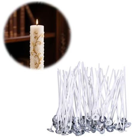 tiyiyok Mecha para Vela, 50 Mechas de Algodón, Kit para Hacer Velas Aromáticas, De Velas De Bricolaje, Velas de Te, Algodón Orgánico Natural, Duradero, Limpio, Sin Humo
