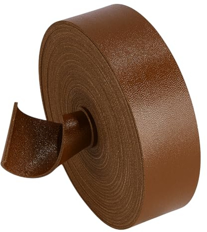 BENECREAT 5m/197 Inch Double Sided Faux Leather Strip, 30mm/1.2 Inch Wide Lychee Pattern Leather Strap for DIY Craft Projects, Pet Collars, Belts, Jewelry (Saddle Brown)