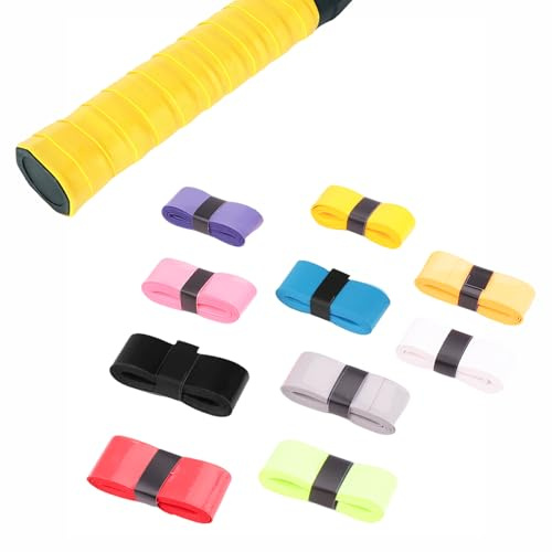 Icyowls 10 Piezas Cinta de Agarre para bádminton, Cinta para empuñadura de Raqueta de Tenis, autoadherente para Recubrimiento de Superficie, Antideslizante y Absorbente del Sudor, Multicolor