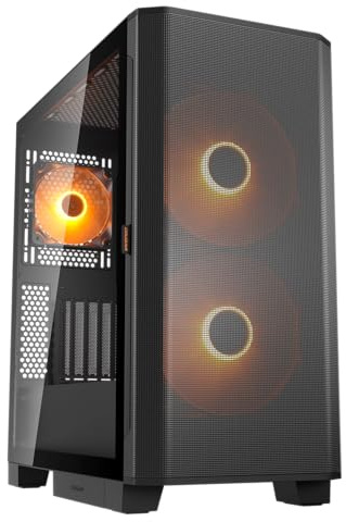 COUGAR Caja de torre media Airface Flow, máximo 10 ventiladores, 2 ventiladores frontales ARGB PWM de 180 mm, soporta hasta 360 mm AIO, enfriador de aire de 190 mm, filtro de polvo deslizante rápido