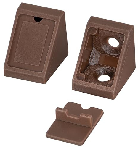 80-Pack Plastic Shelf Support Brackets – 90° Right Angle Corner Braces for Furniture (Brown)