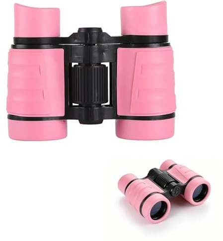 Children Binoculars Outdoor Toy 4x30 High-Resolution Binoculars Suitable for Children Education Outdoor Activities and Sports Suitable for Ages 3 and Up(Pink)