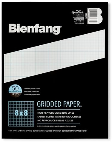 Bienfang Designer Grid Paper Pad, 8x8 Cross Section, 8.5 x 11 inches, 50 Sheets