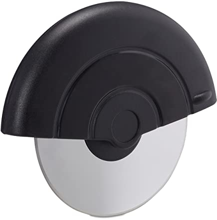 Relaxdays Pizzaschneider Premium Edelstahl, Gastro, Wheel, Pizzamesser rund, Pizzaroller, spülmaschinenfest, schwarz