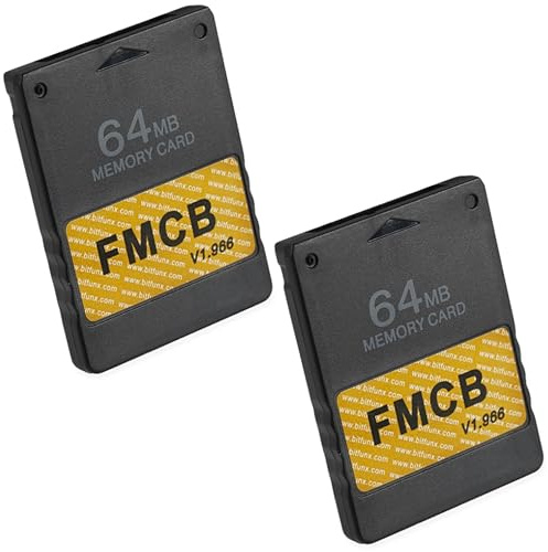 FMCB Free McBoot PS2 Memory Card v1.966, 64 MB, Plug & Play - 2 Pack