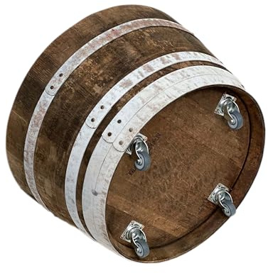 Temesso Demi-tonneau de vin en Bois de chêne - Bac à Fleurs ou Mini étang - Rustique (avec roulettes)