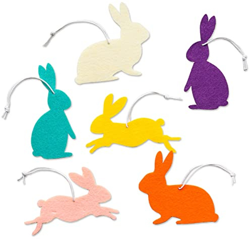 PaPIerDraCHeN 12 Ciondoli di Pasqua in Feltro - Motivo Coniglietti - Decorazione Pasquale Classica per Rami e composizioni pasquali | Decorazione Pasquale - Set 10