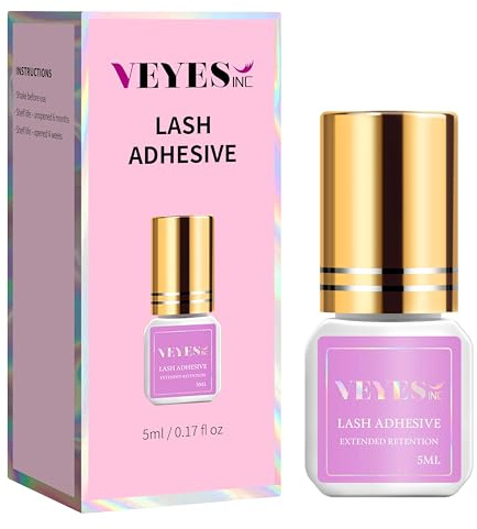 VEYES INC Lash Extensions Glue 5 ML 1-2 Sec Drying Time 8 Weeks Bonding Eyelash Glue Black Adhesive for Lash Tech.