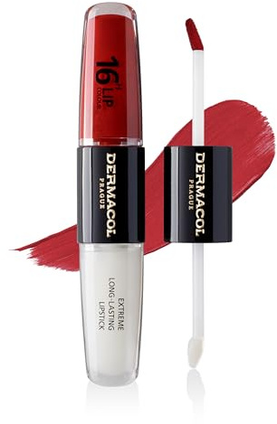 NEW Dermacol - 16-Hour Lip Colour, Highly Pigmented Glossy Lip Stain, Two-Phase Lip Plumper Gloss, Kissproof Lip Makeup Products with Matte and Glitter Finish, n. 20