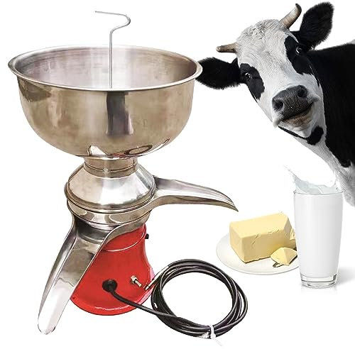 Professional Whipped Cream Dispenser Electric Cream Butter/Milk Separator for Cows Milk&Sheep Milk&Goat Milk&Camel Milk,Professional Cream Centrifugal Machine with Milk Bowl,50l/H&9500r/Min-