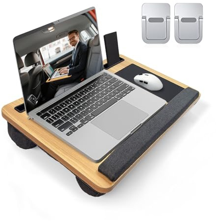 Yaong Gauo Tablette d'ordinateur Portable avec Coussin 55x35cm,Plateau Ordinateur Portable jusqu'à 17,Support pour Ordinateur Portable,Support de Tablette et de téléphone (Marron Clair)
