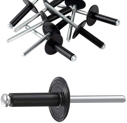 80 Pcs Large Flange Rivets Kit, M4.8 x 25mm Pop Blind Rivets Set | Black Aluminum Blind Rivet Assortment, Rivets For Metal, Plastic Wood Sheet Mounting, DIY (M4.8 x 25)